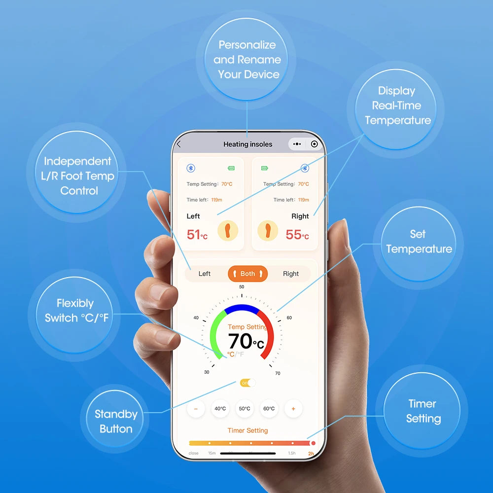App-Controlled Rechargeable Heated Insoles for Winter - 16