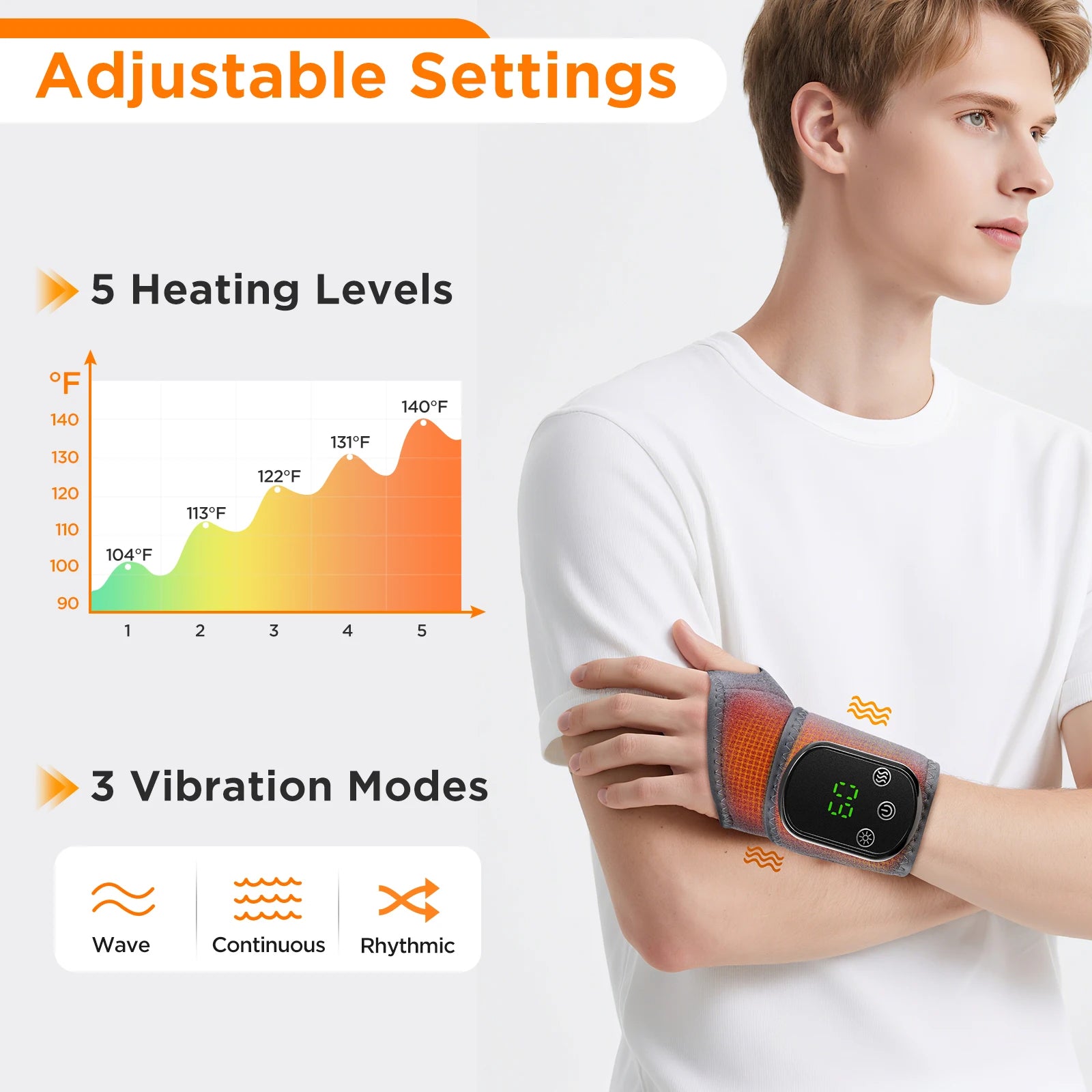 Heated Vibrating Wrist Massager for Pain Relief - 24