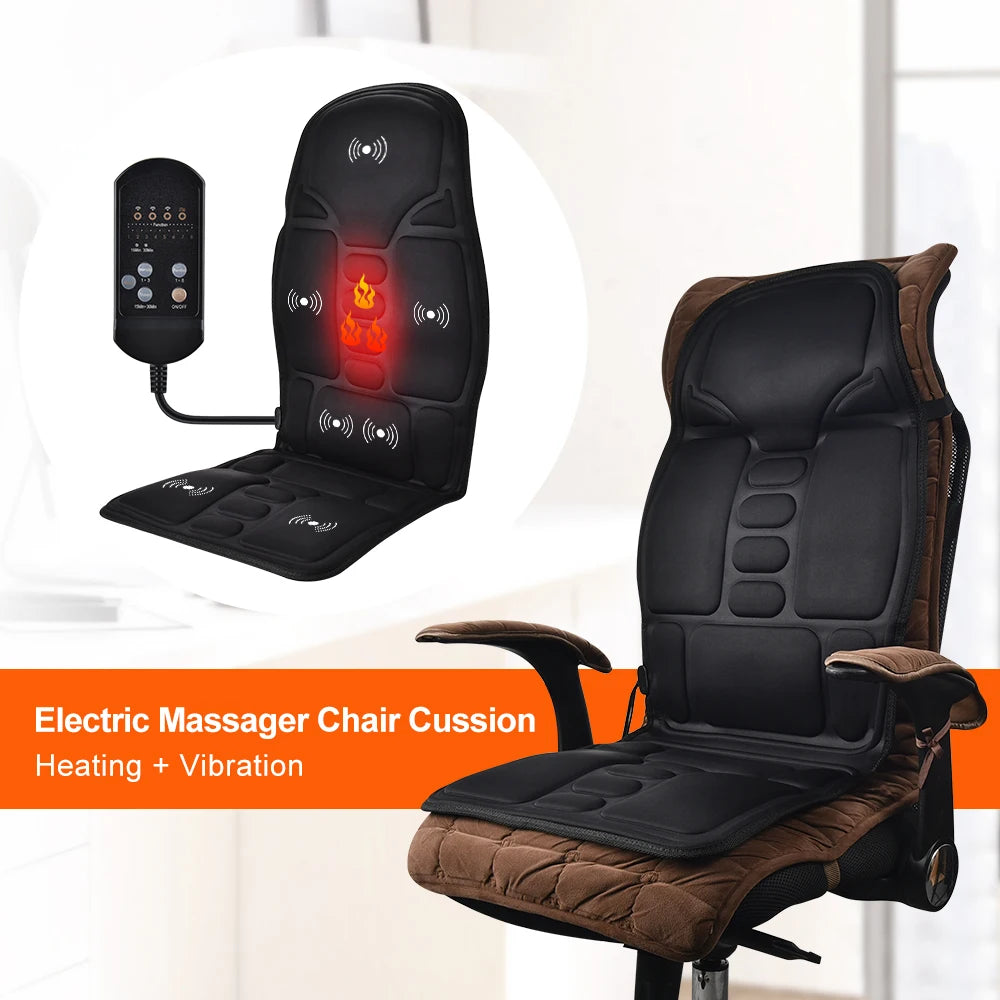 Heated Vibrating Massage Seat Cushion for Back and Neck Pain - 8