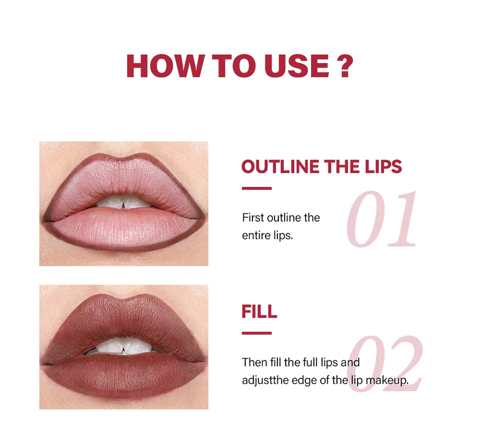 Long-Lasting Waterproof Matte Lip Liner Set - 15