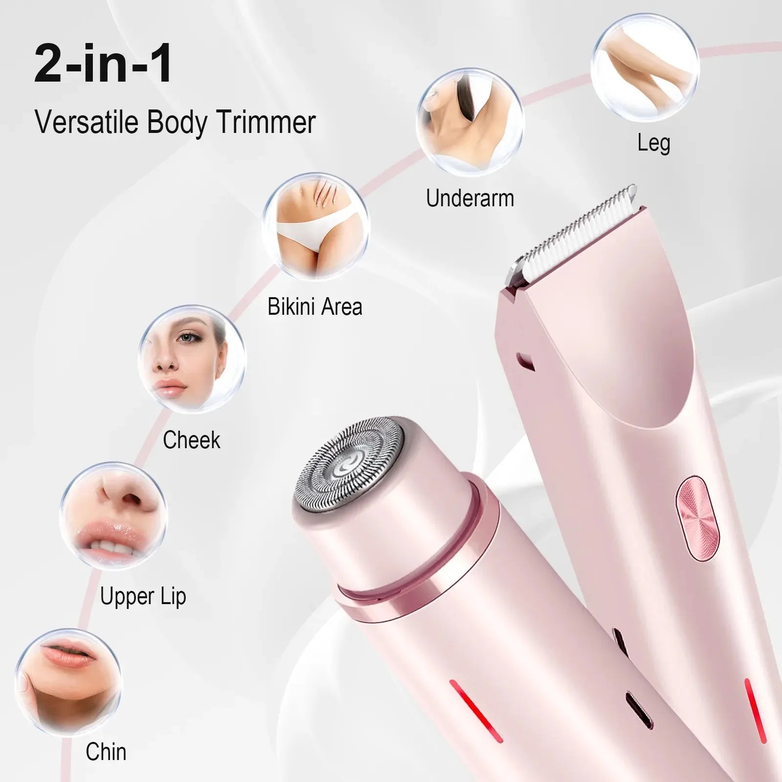 2-in-1 Waterproof Electric Hair Trimmer for Face and Body - 2