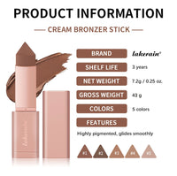 Cream Bronzer Stick for Seamless Face Contouring and Sculpting