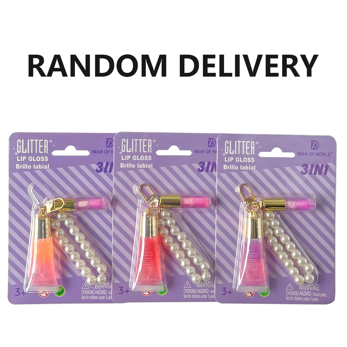 3-in-1 Color Changing Lip Gloss Set with Pearl Pendant - 12