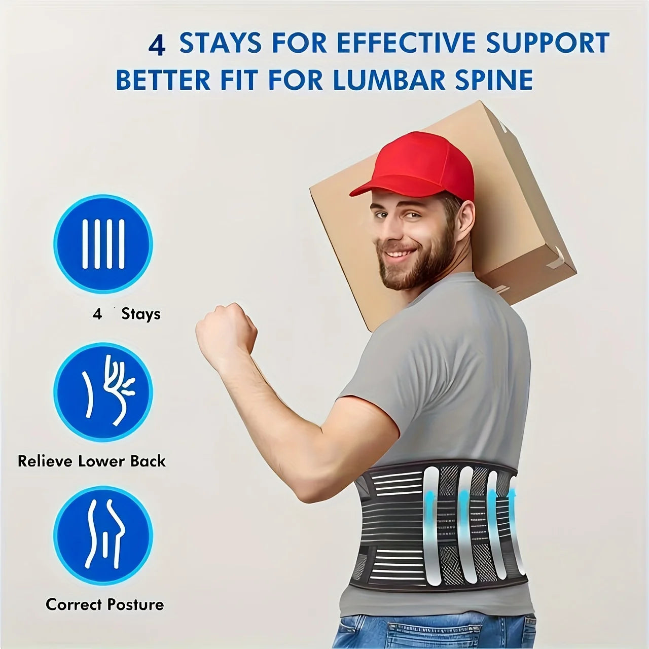 Adjustable Lumbar Support Belt for Lower Back Pain Relief - 2