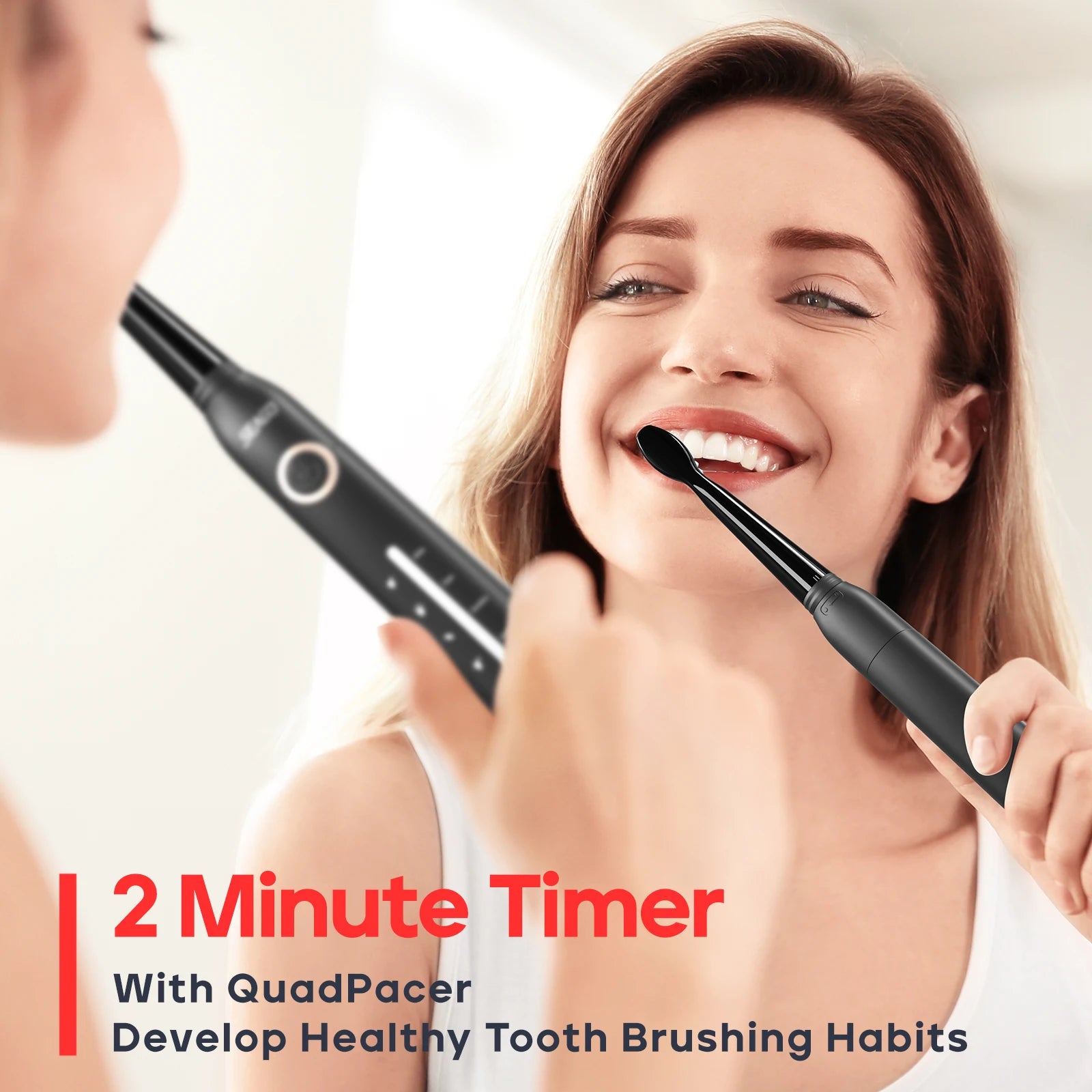 Rechargeable Ultrasonic Electric Toothbrush with 10 Replacement Heads - 3