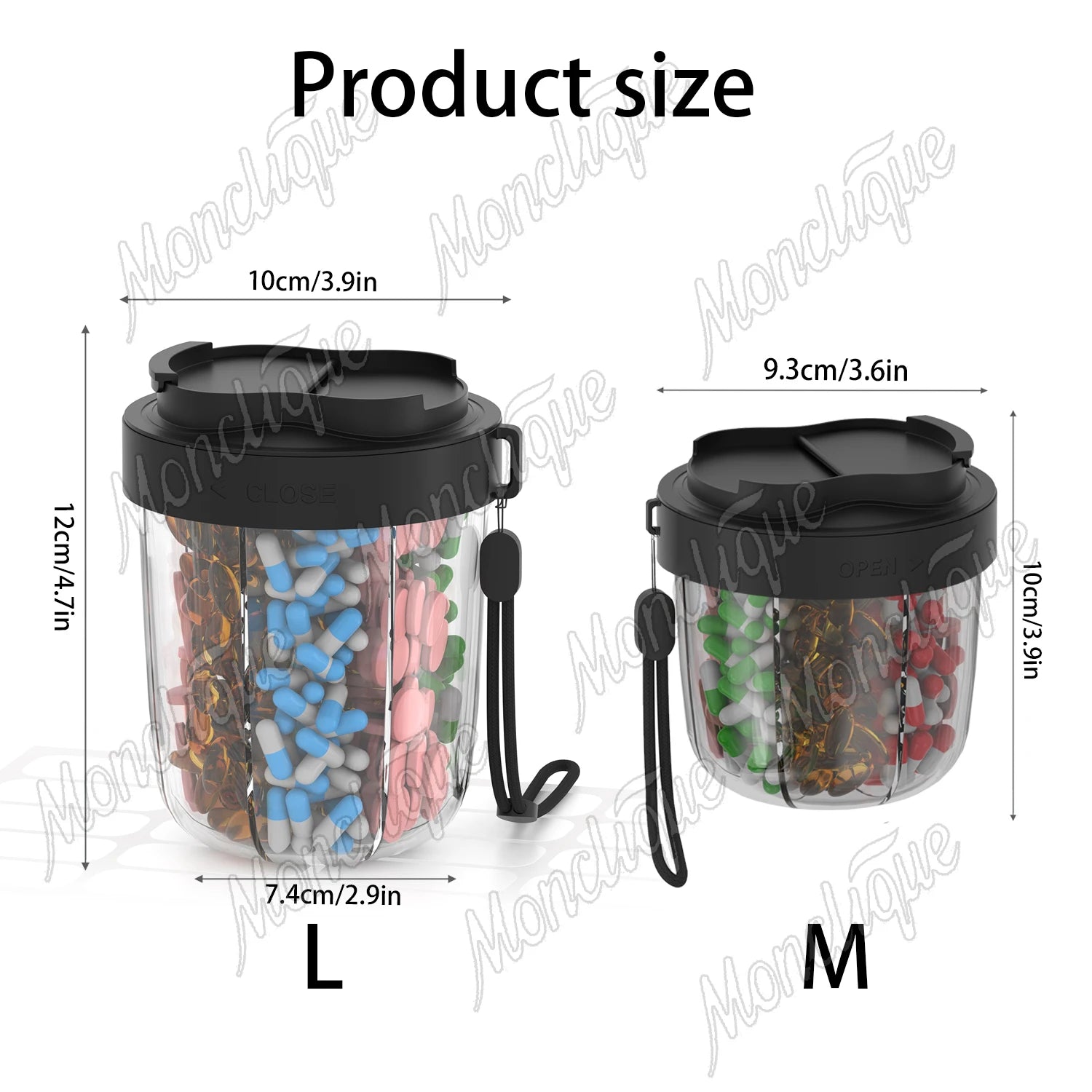 7-Day Portable Pill Organizer Cup for Vitamins and Supplements - 6