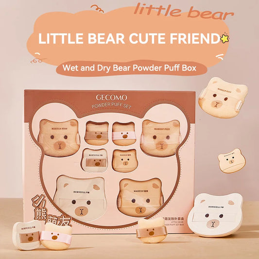 Cute Bear Makeup Powder Puff Set for Flawless Application