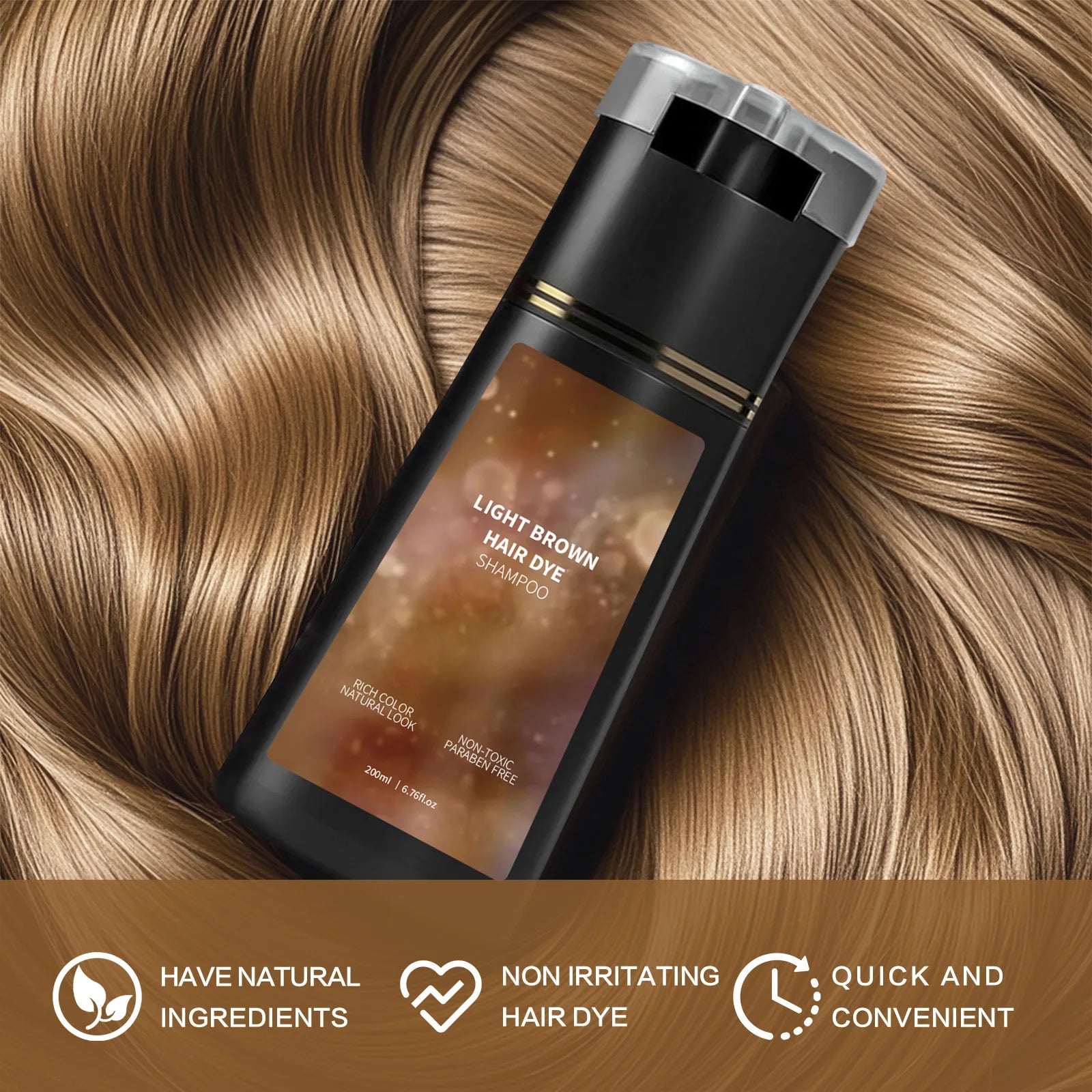 Instant Light Brown Hair Dye Shampoo for Gray Coverage - 14