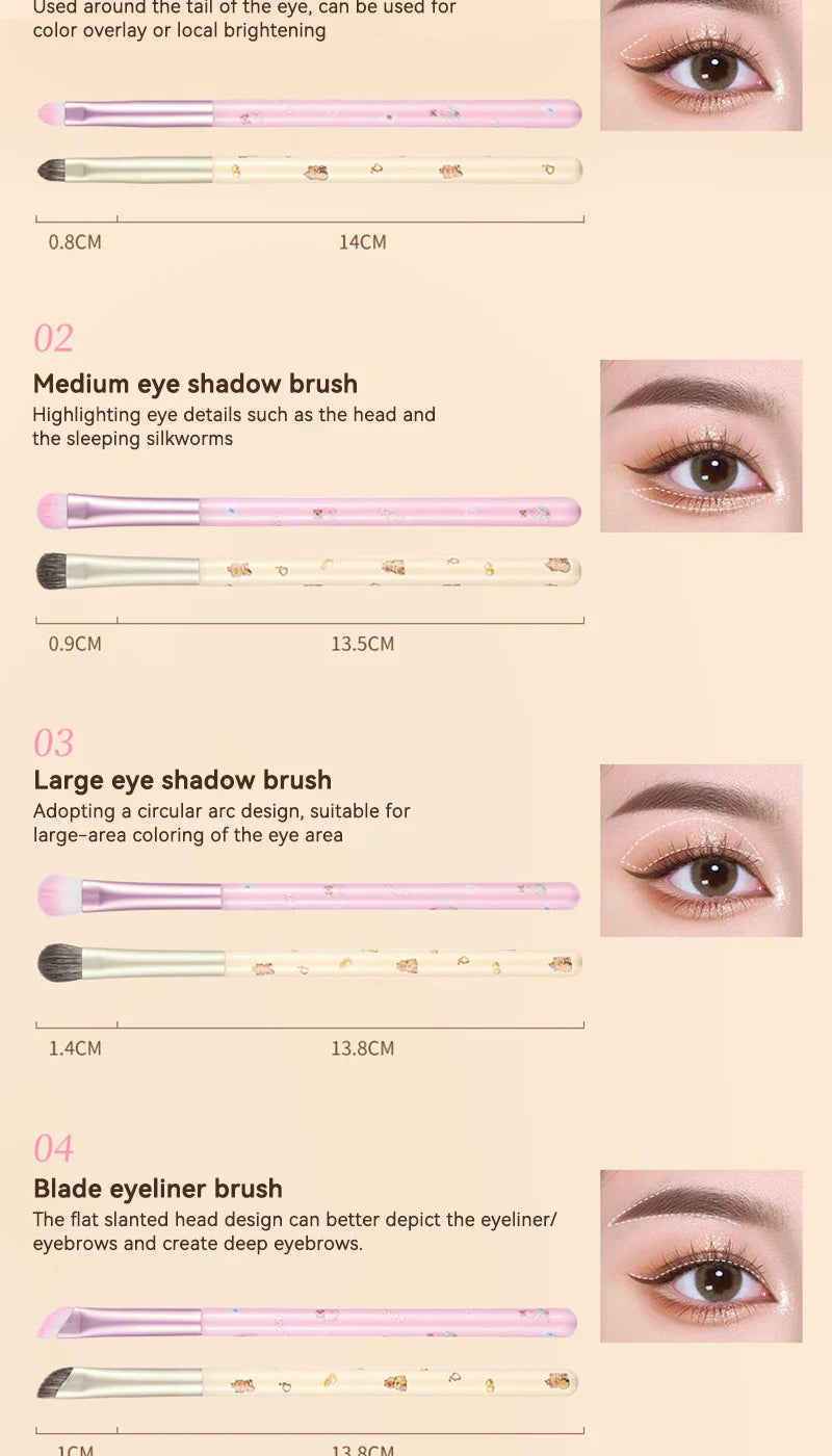 Professional 8-Piece Precision Eye Makeup Brush Set - 15