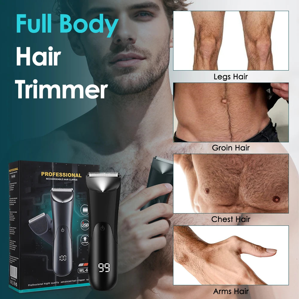 Electric Waterproof Body Hair Trimmer for Men - 12
