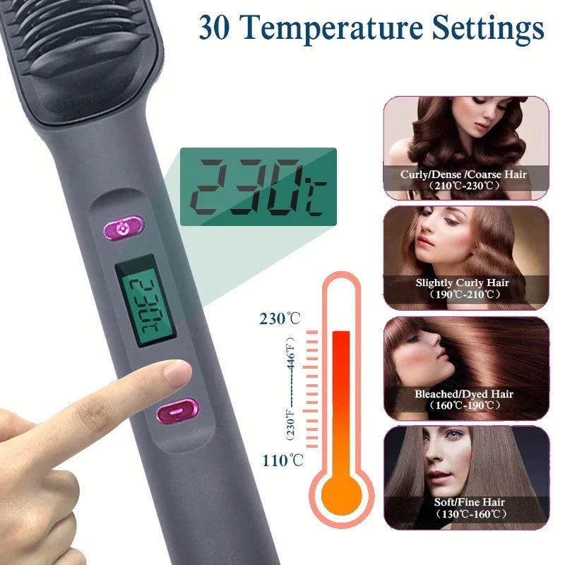 Professional Ceramic Hair Straightening Brush - 5