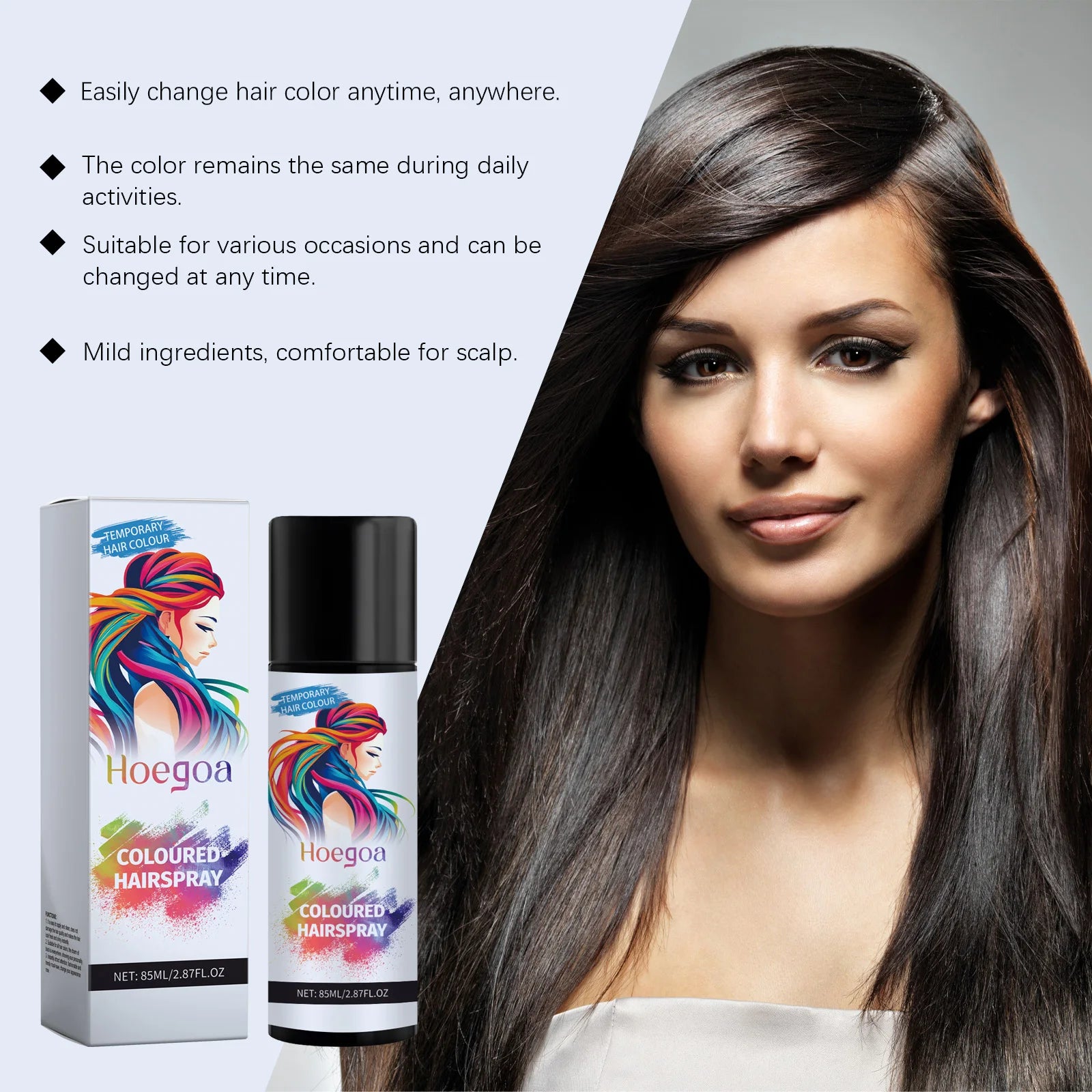 Instant Temporary Black Hair Color Spray for Roots and Styling - 6