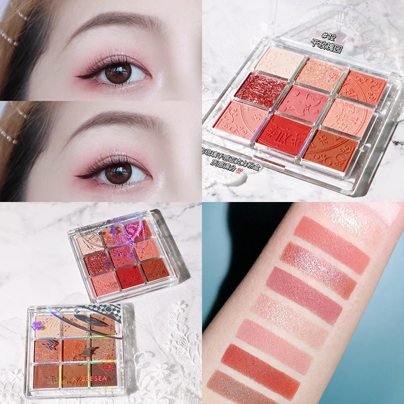 9-Color Waterproof Eyeshadow Palette for Professional Looks - 2