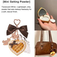 Portable Heart Waffle Makeup Powder & Solid Perfume Keychain