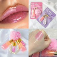 3-in-1 Color Changing Lip Gloss Set with Pearl Pendant