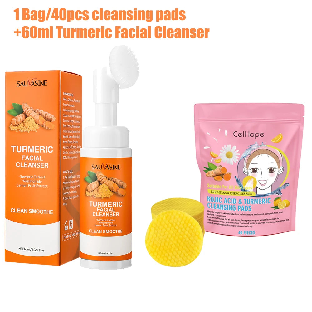 Turmeric and Kojic Acid Brightening Face Cleanser and Pad Set - 20
