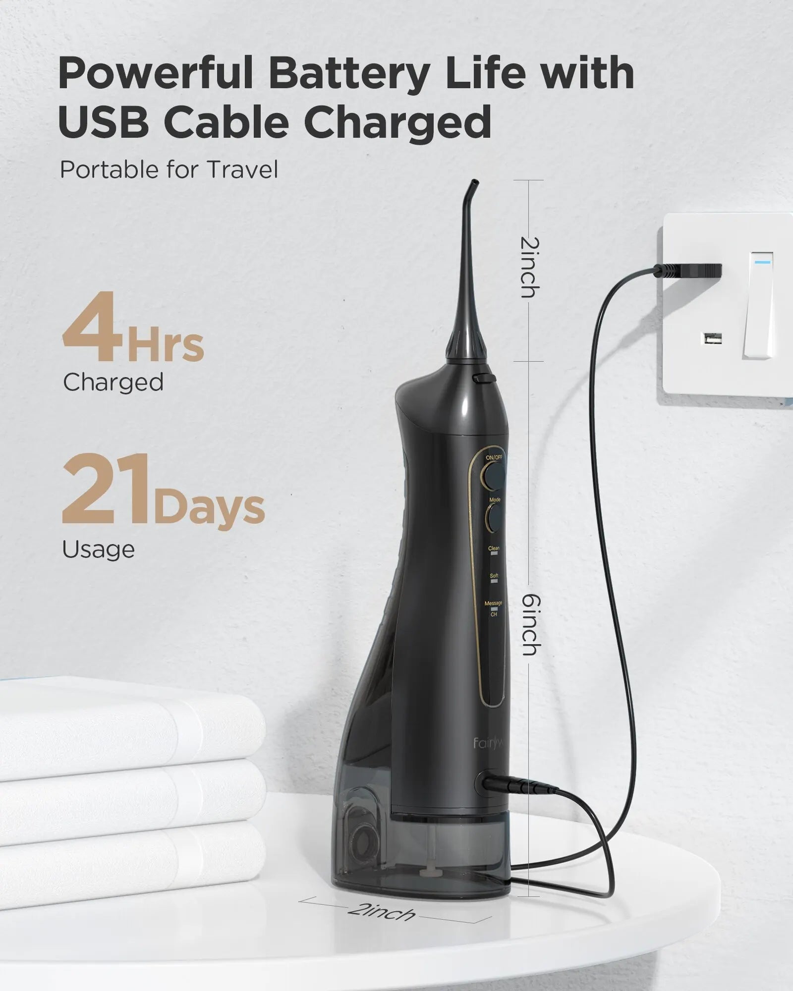 Portable Cordless Water Flosser and Electric Toothbrush Set - 3