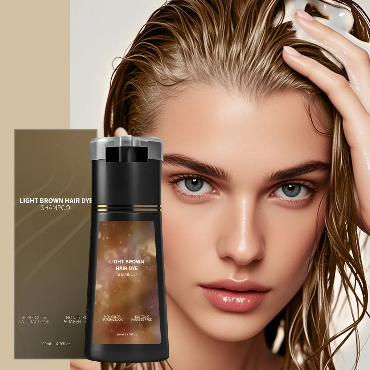 Instant Light Brown Hair Dye Shampoo for Gray Coverage