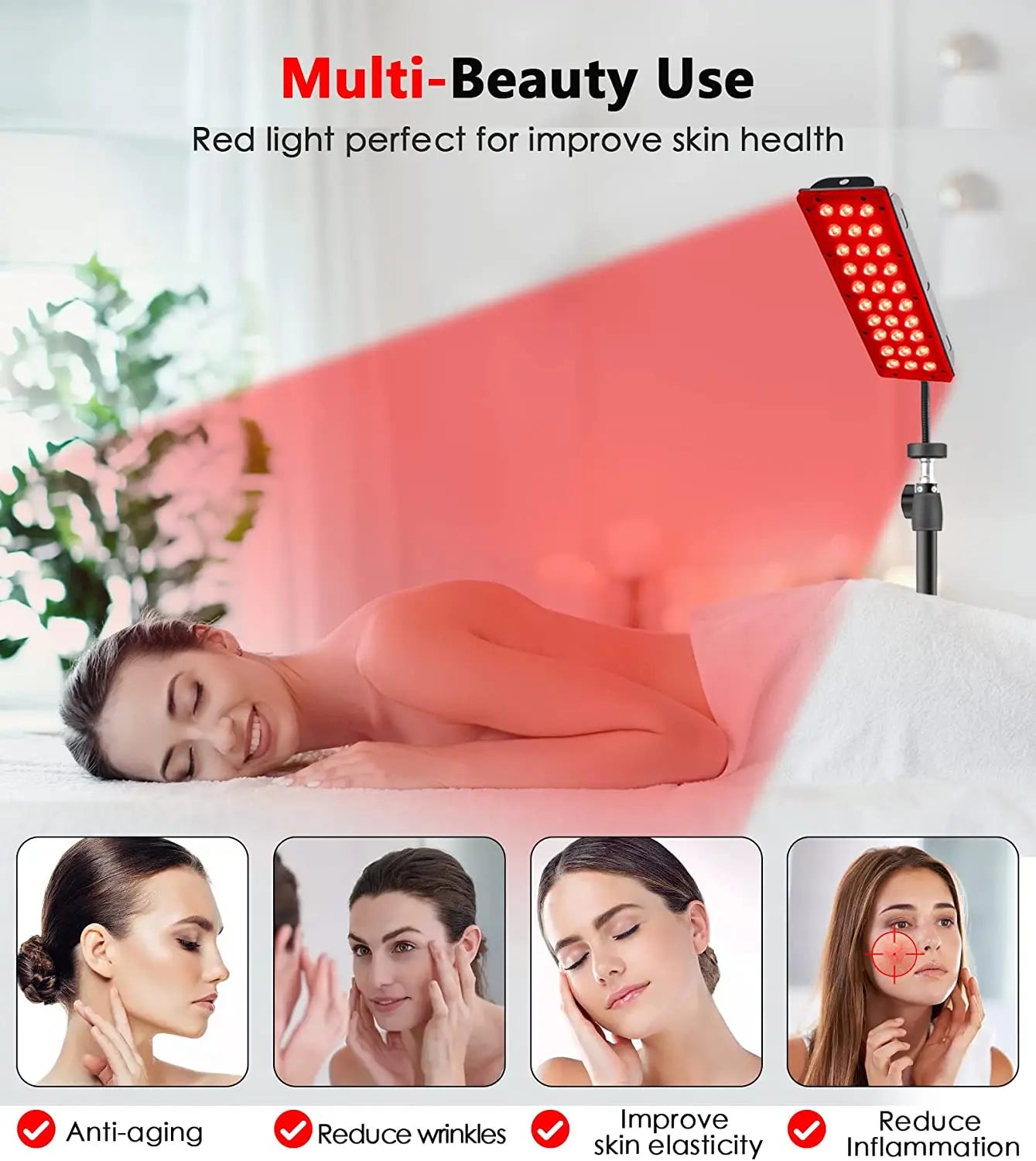 Red Light Therapy Panel with Adjustable Floor Stand - 16
