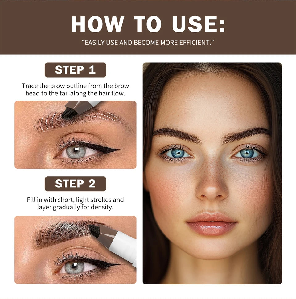 4-Fork Waterproof Microblading Eyebrow Pen - 16