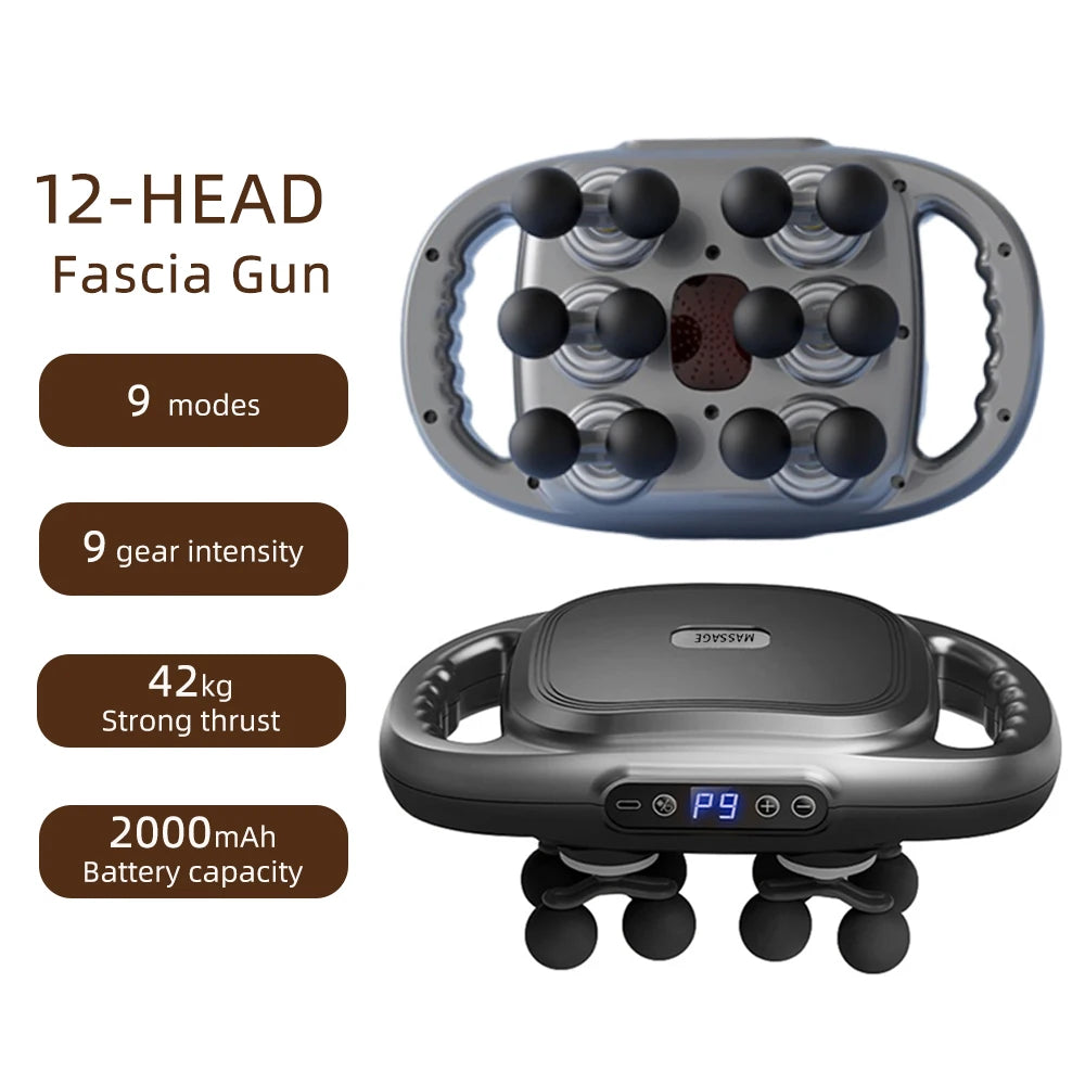 12-Head Handheld Deep Tissue Muscle Massage Gun - 18