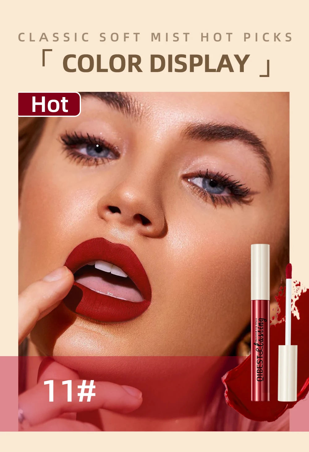 Long-Lasting Waterproof Velvet Matte Liquid Lipstick - 13