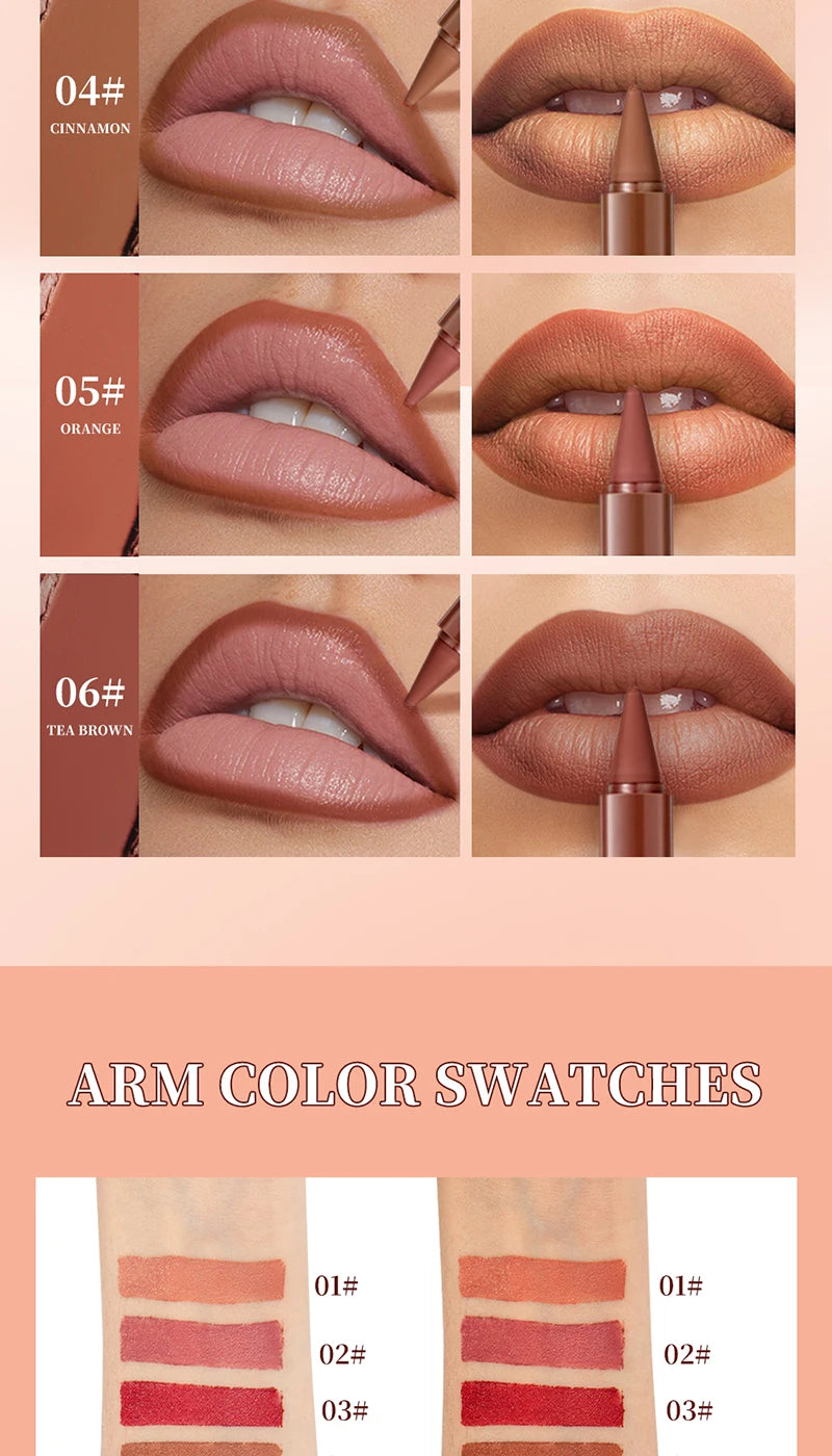 Waterproof Matte Lipstick Pencil Set - 14