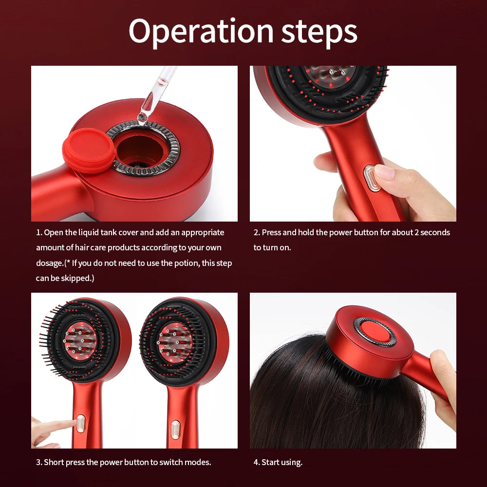 Electric Scalp Massage Comb with Red Light & Liquid Applicator - 14