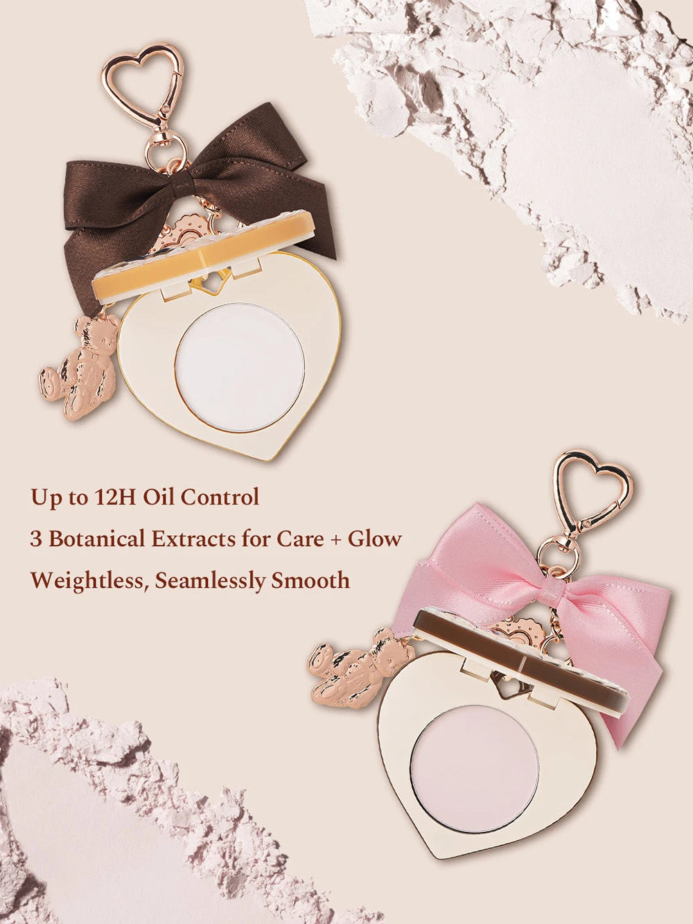 Portable Heart Waffle Makeup Powder & Solid Perfume Keychain - 7