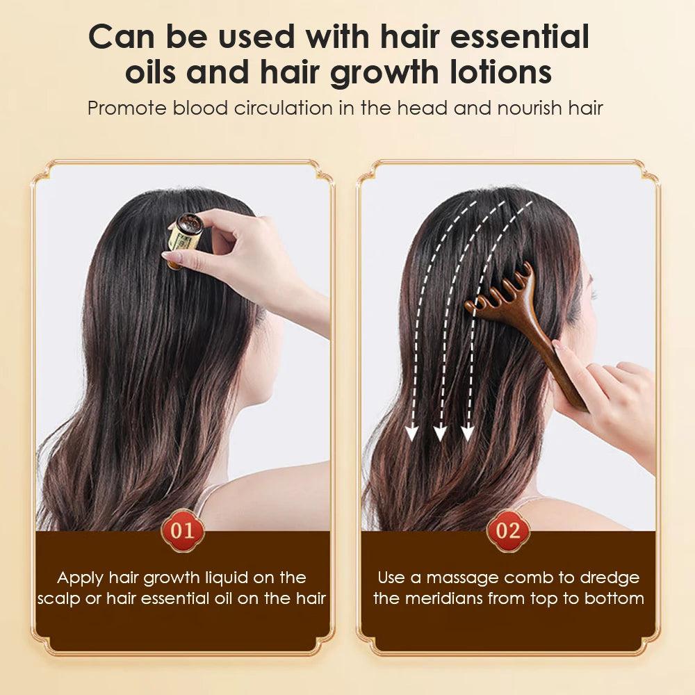 6-Claw Natural Sandalwood Scalp and Meridian Massage Comb - 4