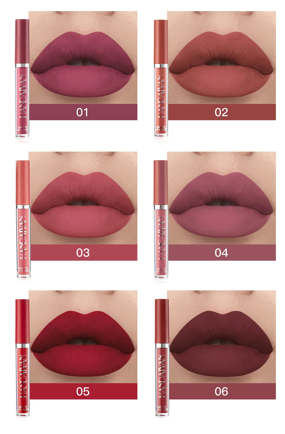 6-Piece Waterproof Matte Liquid Lipstick Set - 12