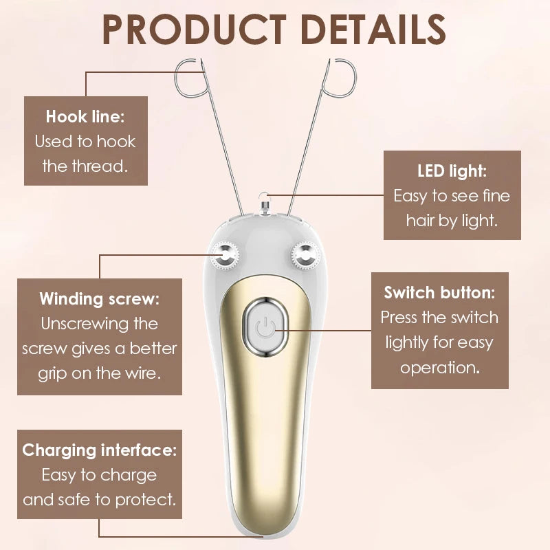 Electric Cotton Thread Hair Remover for Face and Body - 4