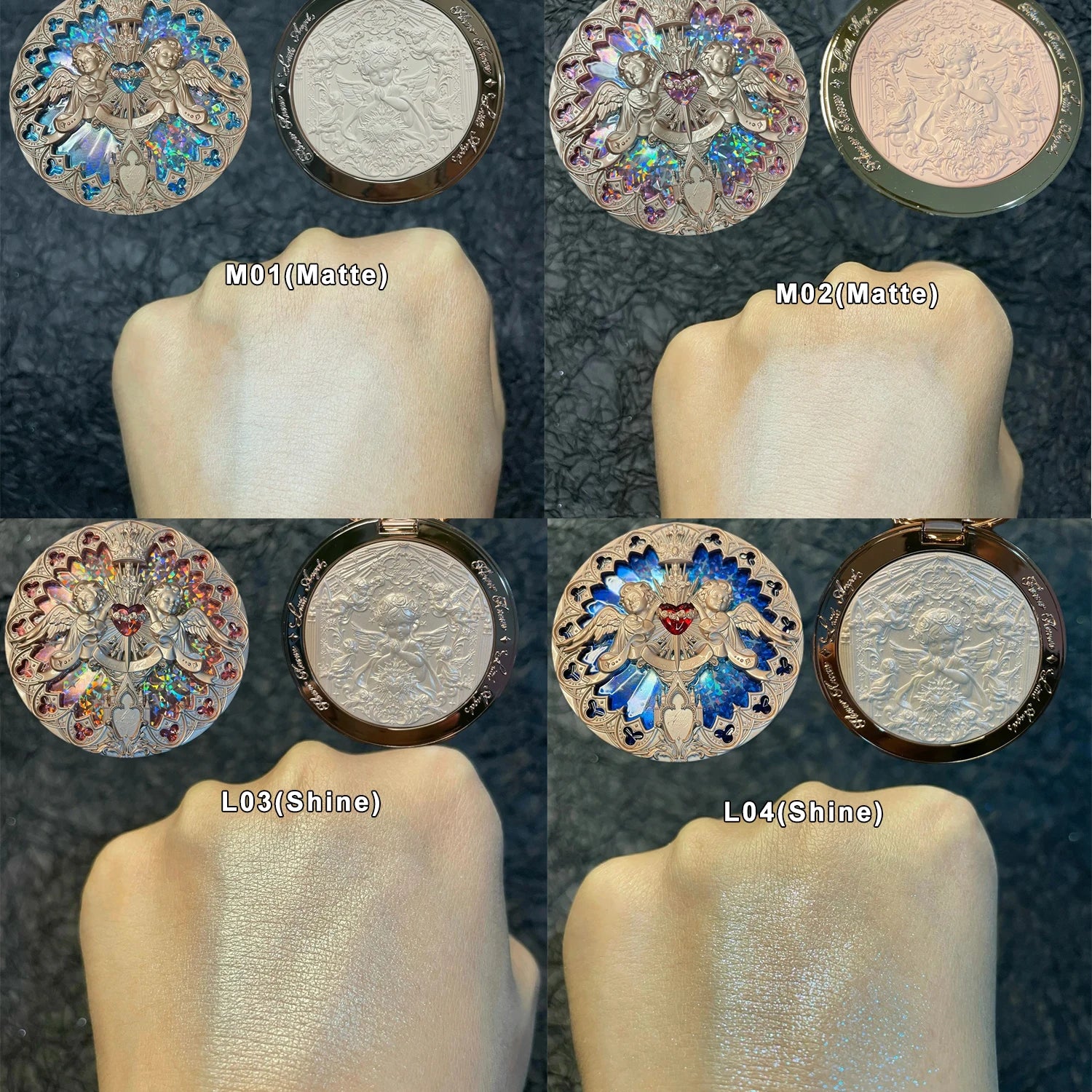 Embossed Shimmer Face Highlighter Palette - 3