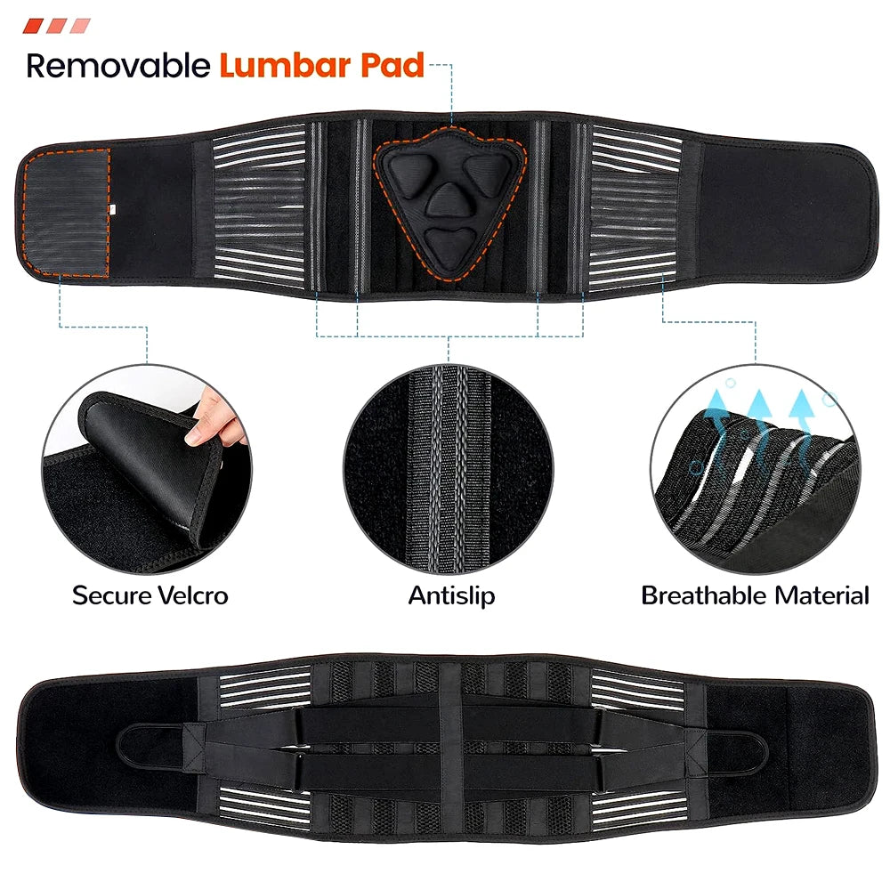 Adjustable Lumbar Support Back Brace for Pain Relief - 9