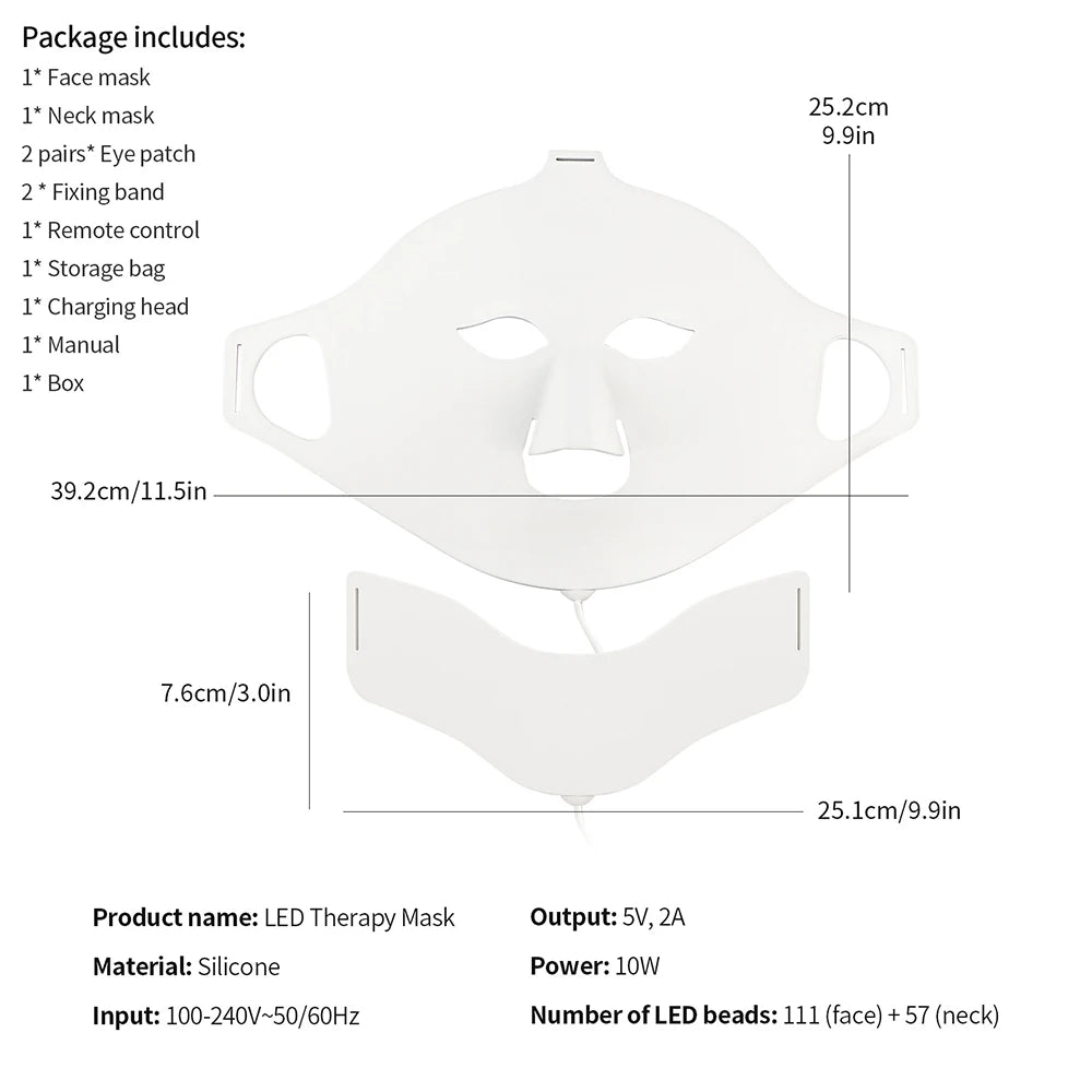 Flexible Silicone LED Light Therapy Mask for Face and Neck - 26