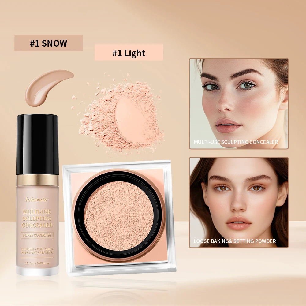 Matte Concealer and Setting Powder Makeup Set - 14