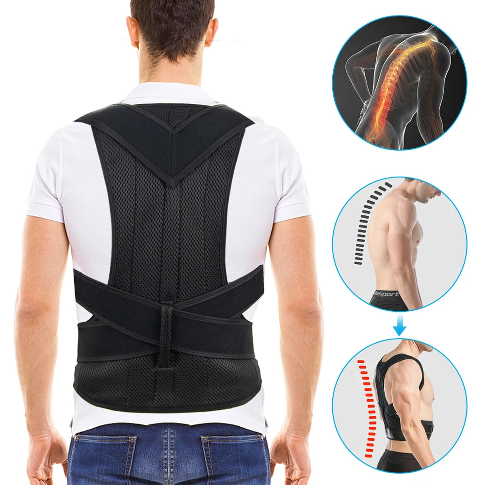 Adjustable Back Posture Corrector and Lumbar Support Brace - 9
