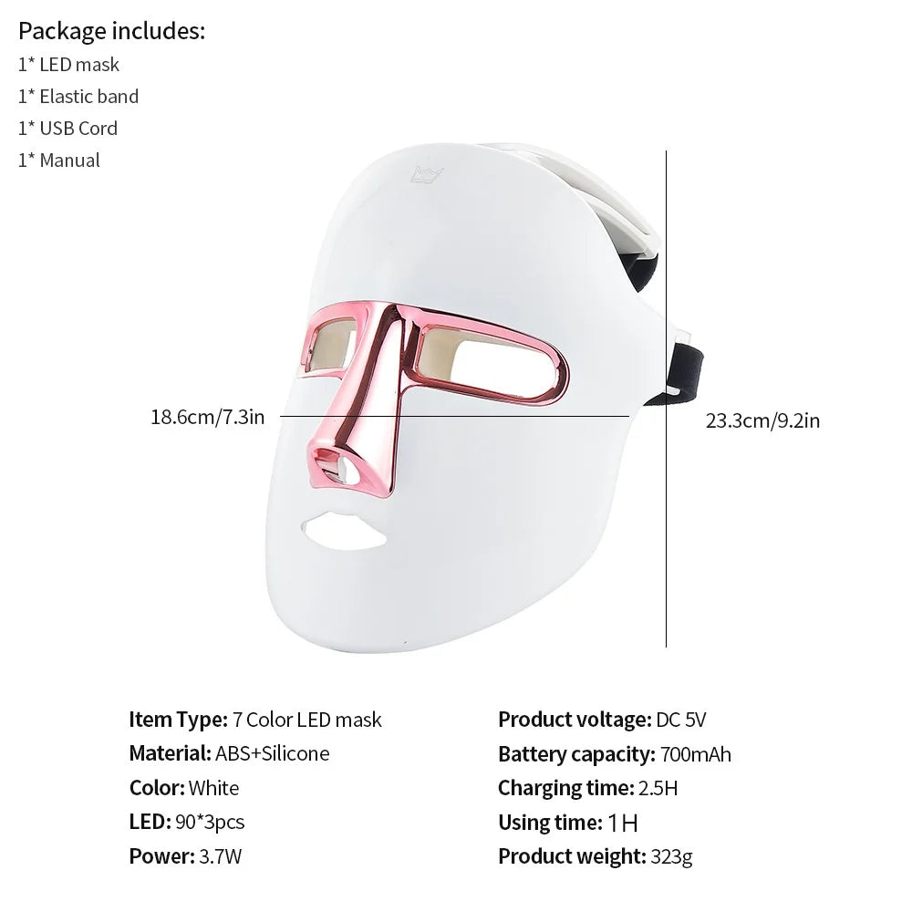 7-Color Photon LED Face and Neck Rejuvenation Mask - 46
