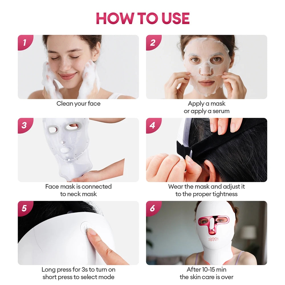 7-Color Photon LED Face and Neck Rejuvenation Mask - 12
