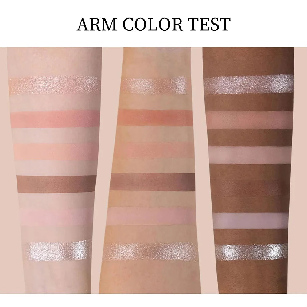 6-Color Shimmer Eyeshadow & Highlighter Makeup Palette - 6