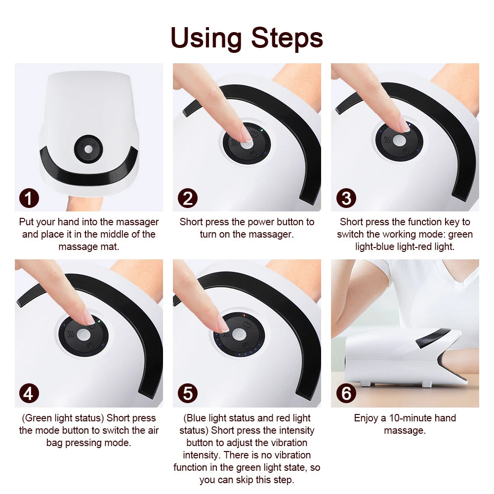 Electric Air Compression Hand Massager with Heat Therapy - 19