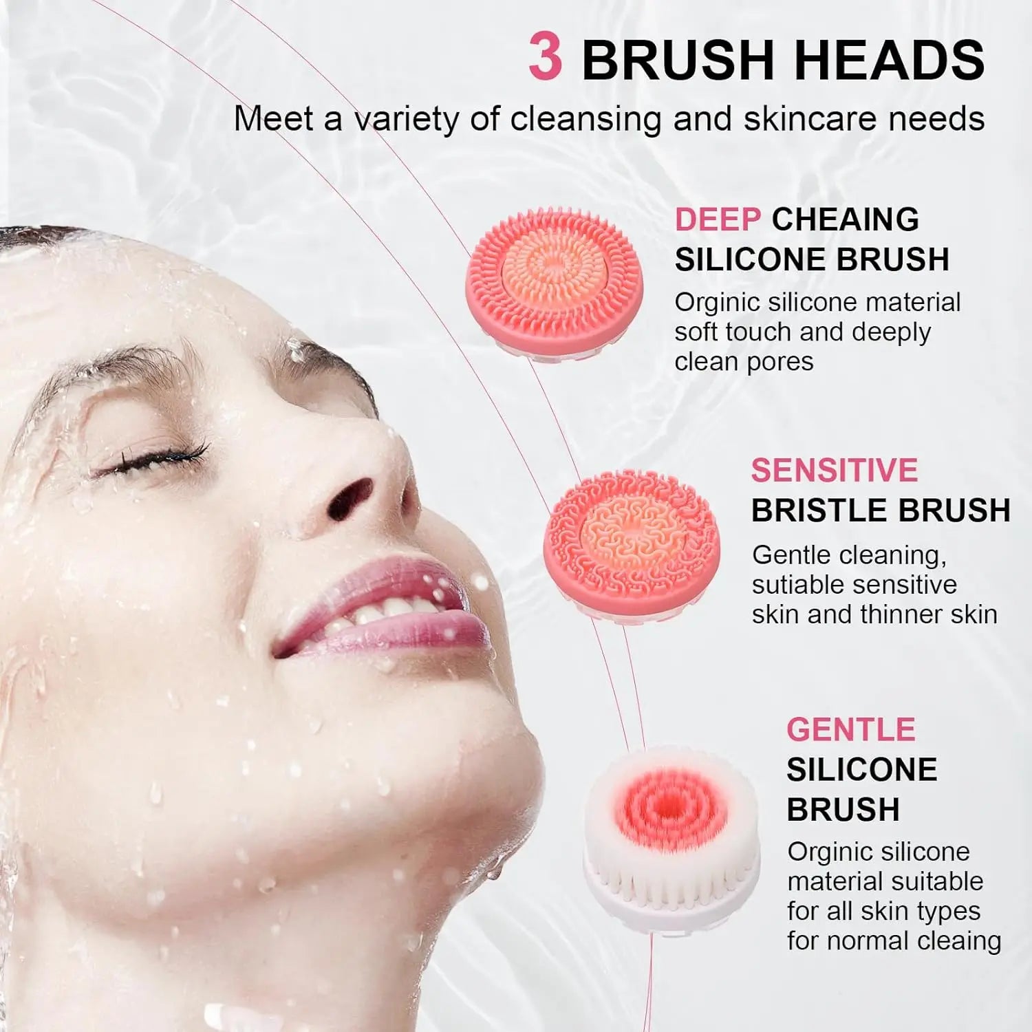 3-in-1 Waterproof Electric Facial Cleansing Brush - 5
