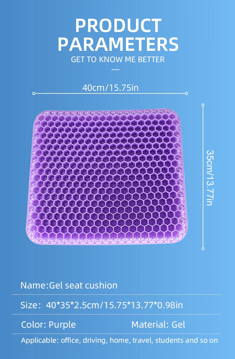 Breathable Honeycomb Gel Seat Cushion for Pain Relief - 16