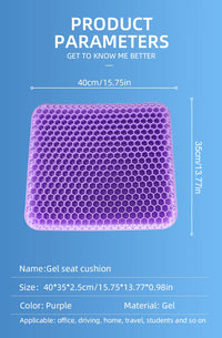 Breathable Honeycomb Gel Seat Cushion for Pain Relief