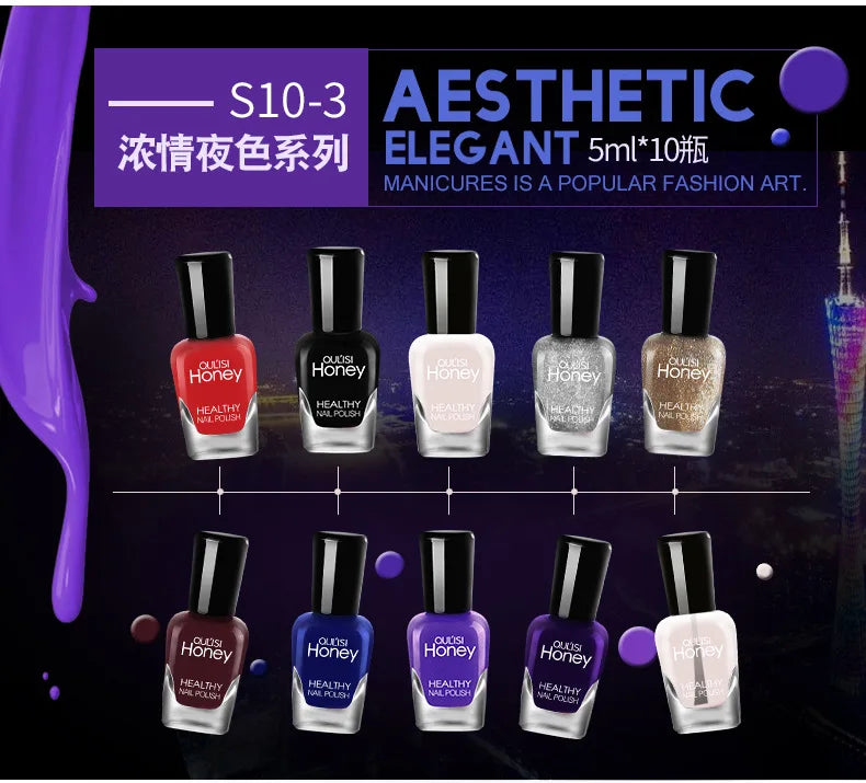 10-Piece Quick-Dry Peelable Nail Polish Set - 14