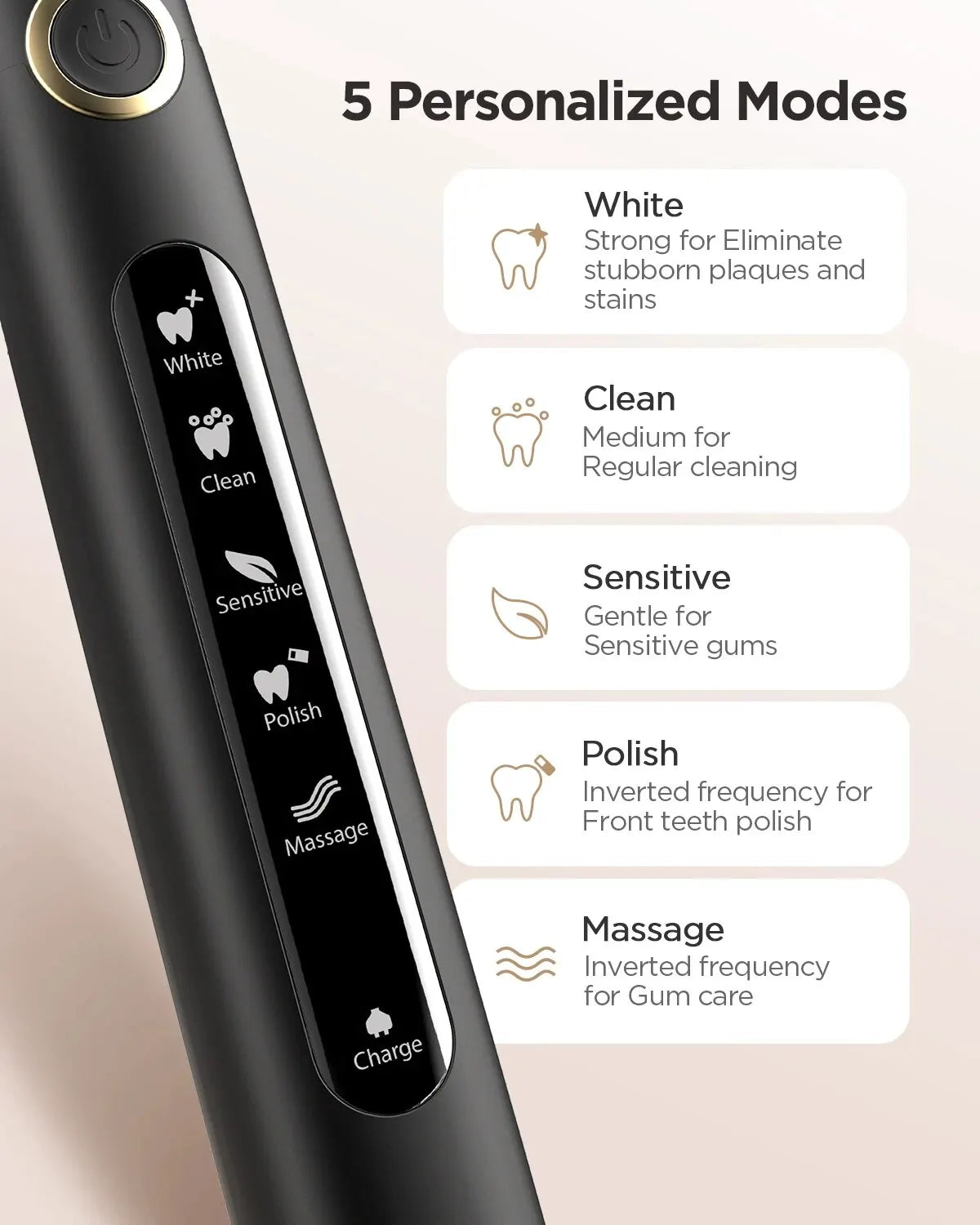 Rechargeable Sonic Electric Toothbrush with 4 Replacement Heads - 2