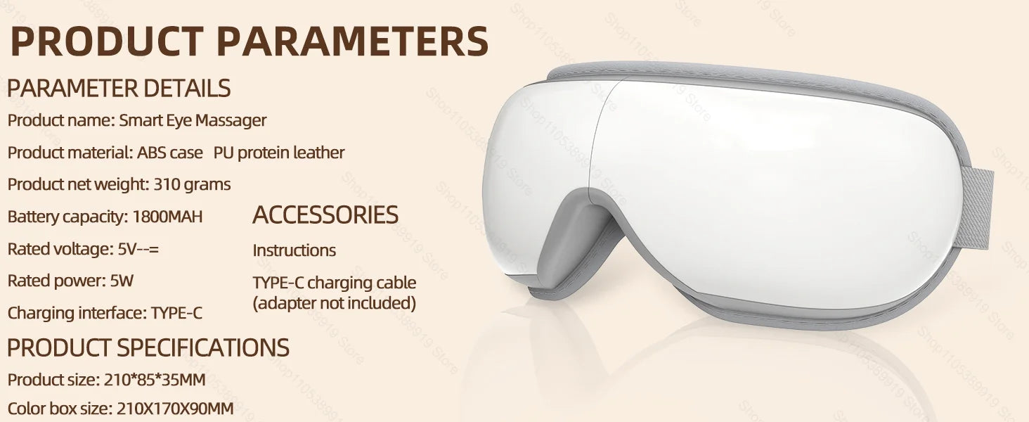 Heated Eye Massager with Vibration and Bluetooth for Stress Relief - 16