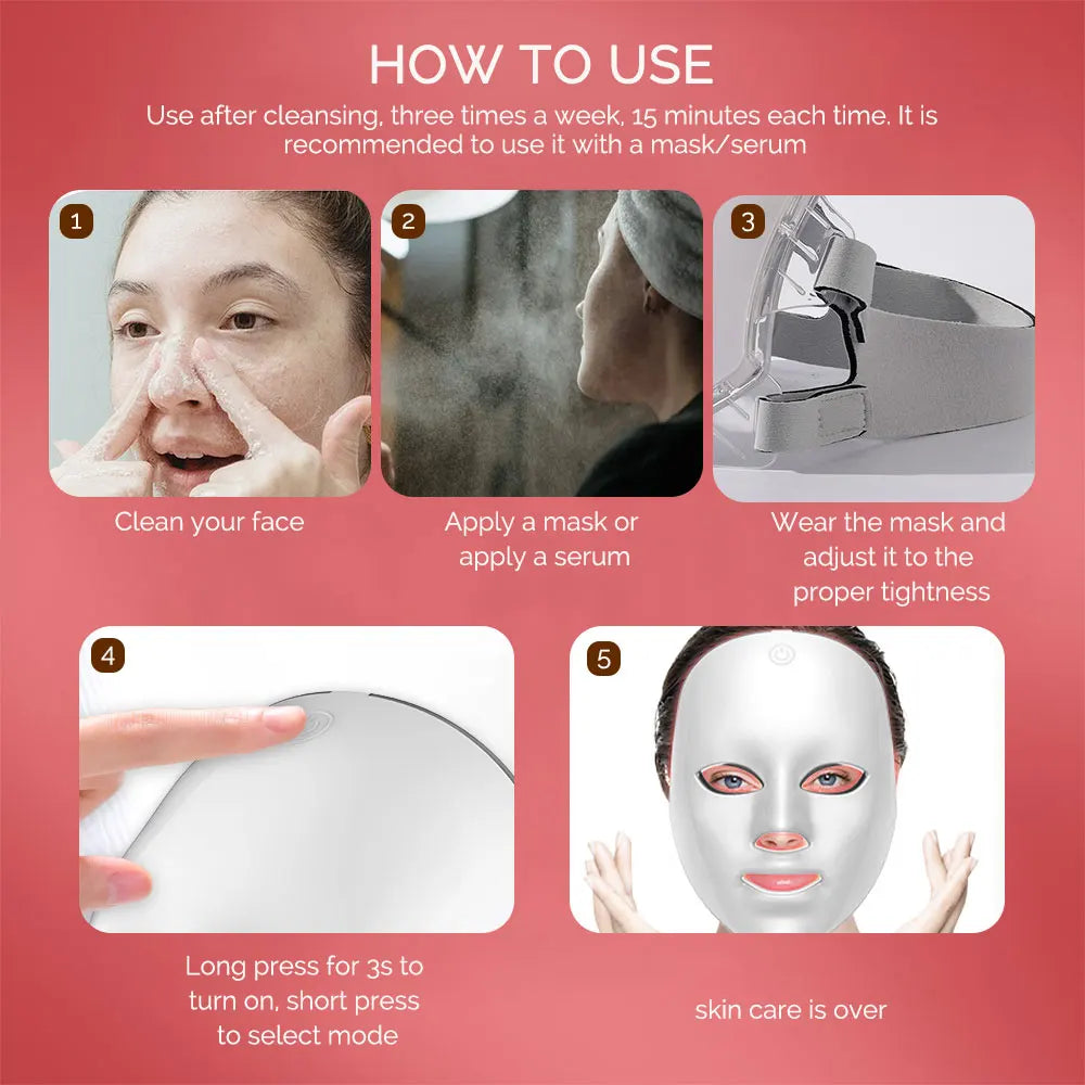 7-Color LED Light Therapy Face Mask for Skin Rejuvenation - 18