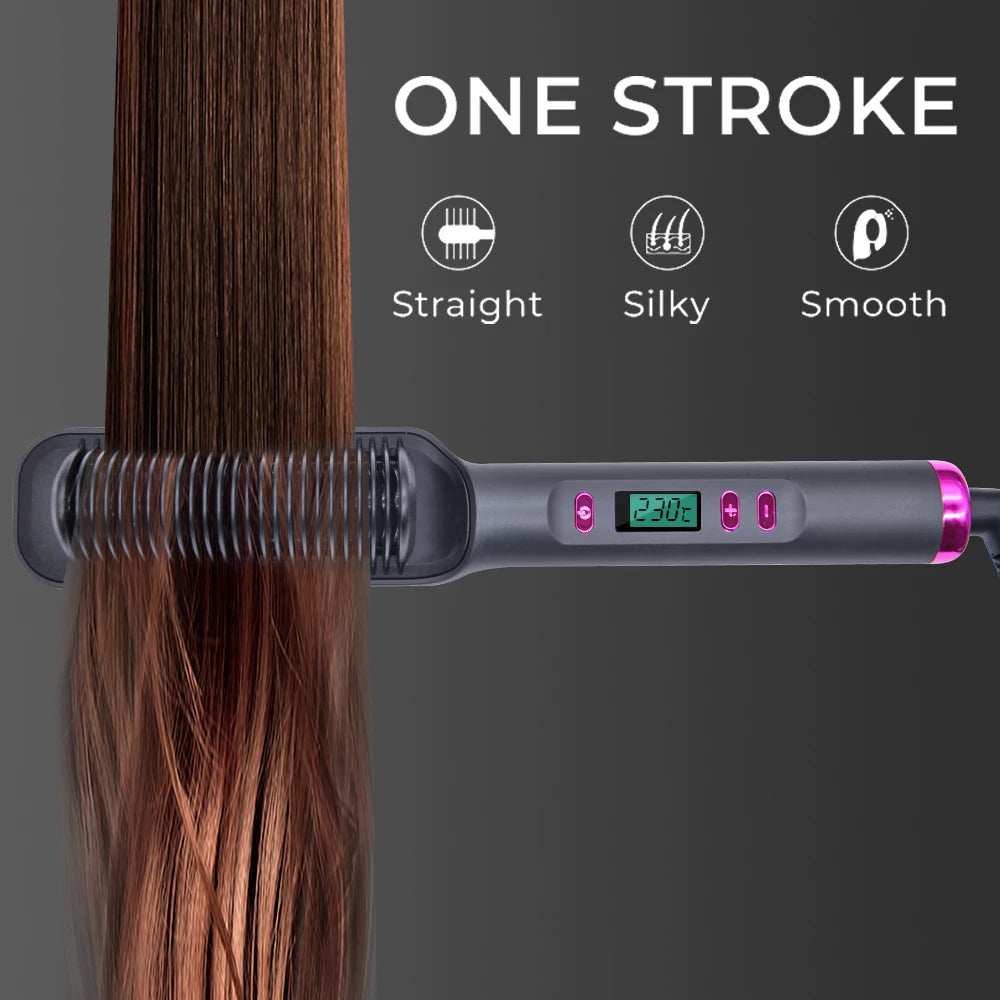 Professional Ceramic Hair Straightening Brush - 14