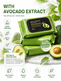 Avocado Deep Cleansing Makeup Remover Wipes - 60 Pack